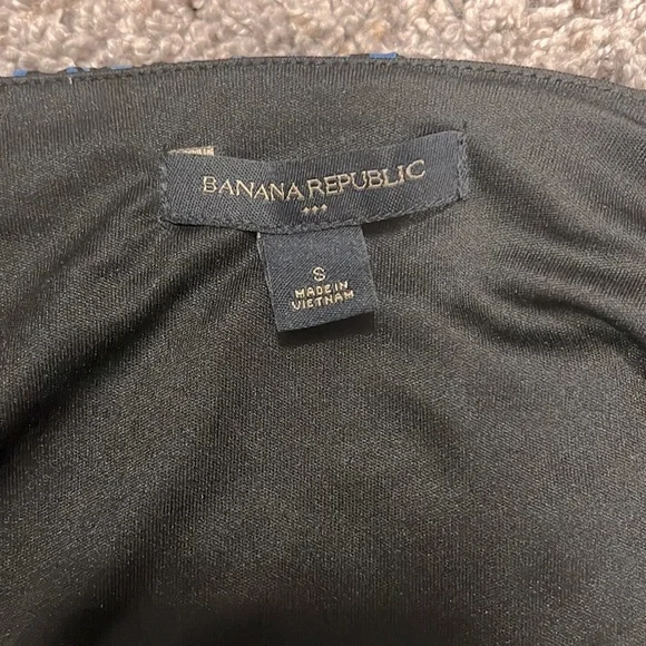 Banana Republic strapless dress, blue, black, cinched waste, small. - Picture 5 of 9